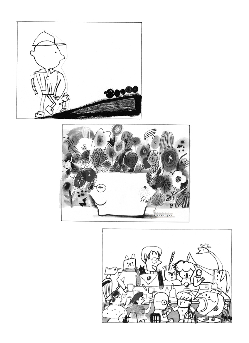 樹枝塗鴉與繪本風構圖